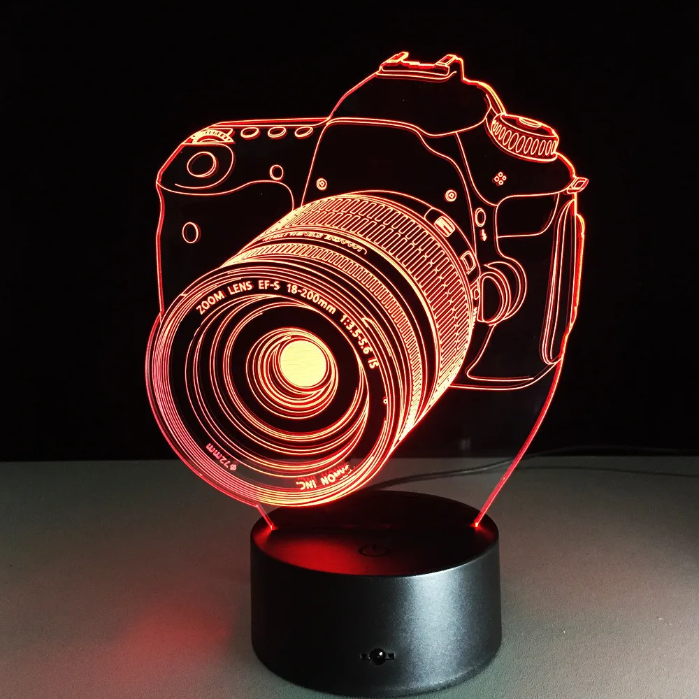 Подарок для подруги бойфренда 7 цветов Изменение 3D Голограмма камера лампы вечерние Подарок на годовщину подарок на день Святого Валентина