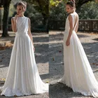 Женское свадебное платье без рукавов, с V-образным вырезом сзади, в стиле бохо, 2021