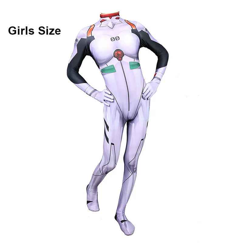Girls Эва аниме Jumpsuits Комбинезоны Косплей Костюм неоновый Genesis Evangelion комбинезон унисекс лайкровый зентай длинный рукав полноразмерный костюм - Цвет: Girls
