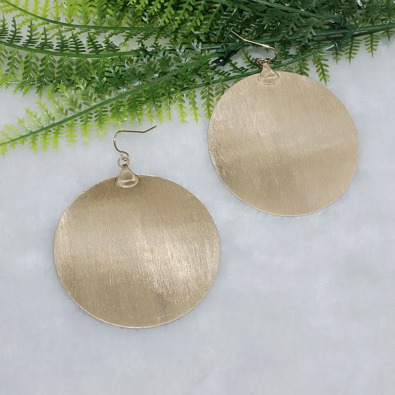 

New Style Exaggerated Super Fairy Matte Gold Round Earrings With Frosted Large Disc For Women's Fashion Accessories