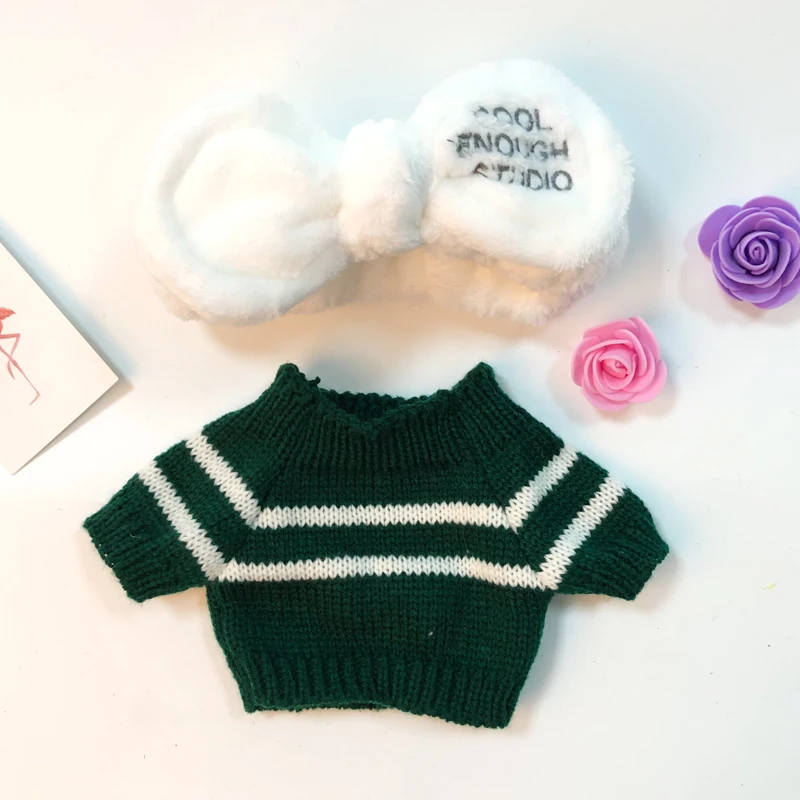 Милые аксессуары для кукол Kawaii девушки повязка для волос мыть лицо бег макияж полосы LaLafanfan кафе утенок плюшевая игрушка Подарки для девочек - Цвет: dark green