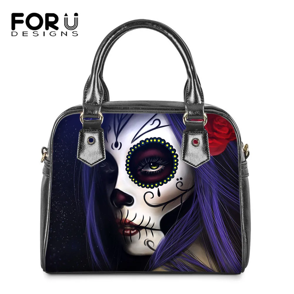 

Крутая Роскошная дамская сумочка FORUDESIGNS из искусственной кожи в стиле Дня мертвых с черепом, повседневные женские сумки через плечо, Sac A Main ...