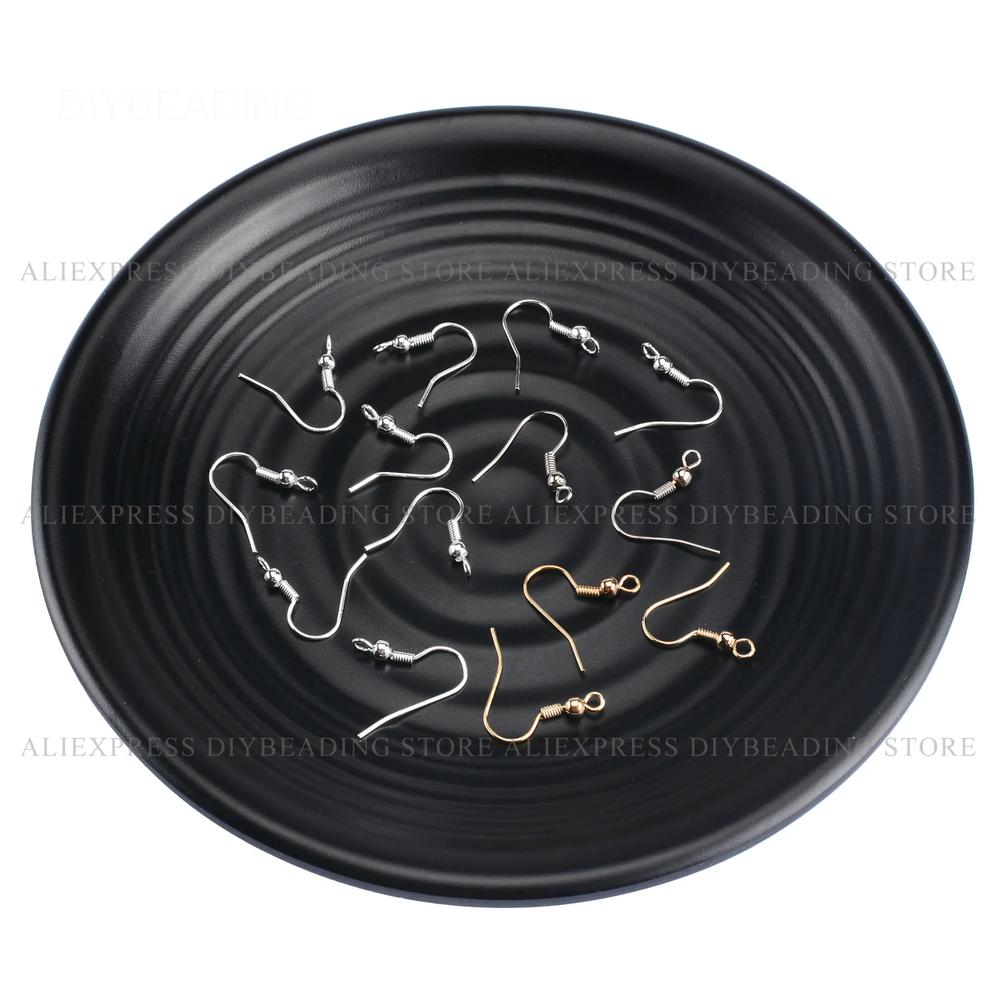 

50-1000 Pcs French Hook Ear Wire with Ball Coil Hoop White Gold/KC Gold/Silver Plated Brass Fish Hook Earwire Finding Wholesale