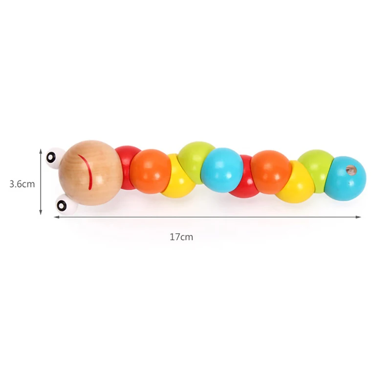 

4 Pcs Montessori Toy Educational Wooden caterpillar Toys for Children Early Learning Baby Exercise Fingers Flexible Twist Insect