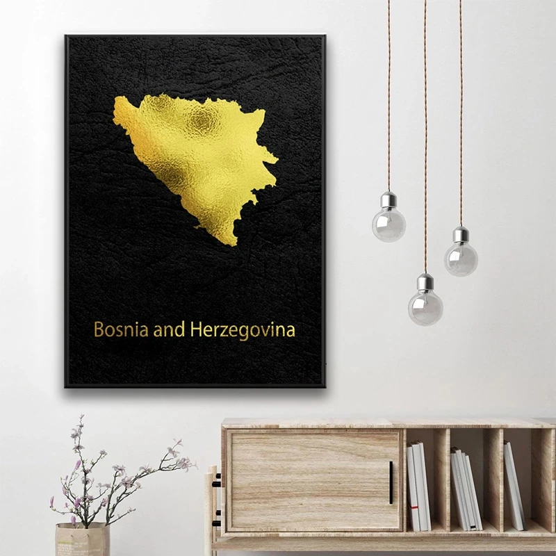 Золотая карта искусство Босния холст живопись настенные картины принты домашний