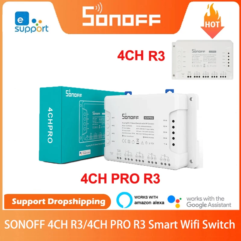 Itead SONOFF 4CH R3/ PRO R3 Wi-Fi модуль переключателя 4 Gang сделай сам Умный переключатель