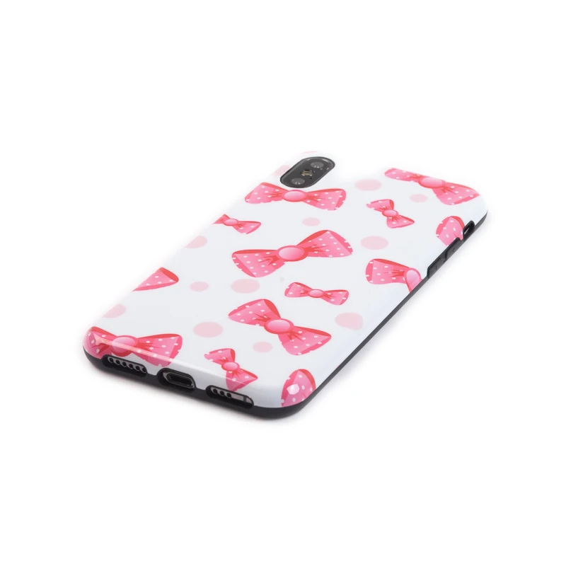 Роскошный глянцевый мягкий силиконовый чехол для телефона iPhone 7 6 6s 8 X XS Max XR Cover Coque Cute Pink Bow tie Candy Color Black Shell TPU on.