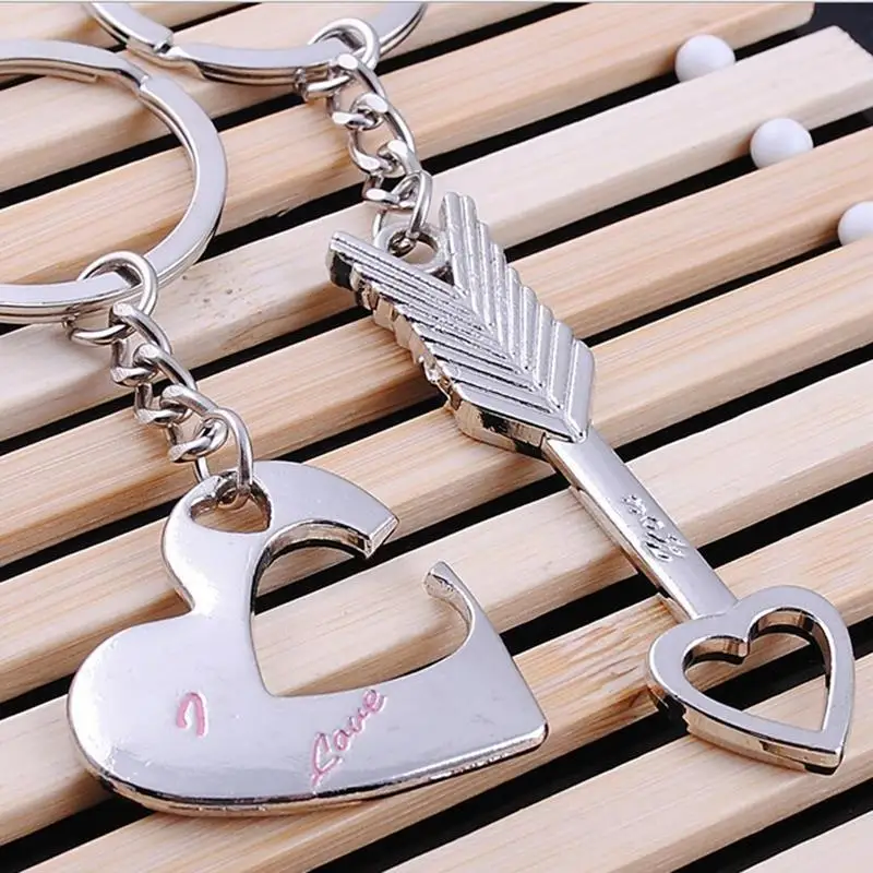 1 Set Fashion Cupid Men Women Keyring Silver Creative Key Chains Lovers Gift Couple Heart Keychain |