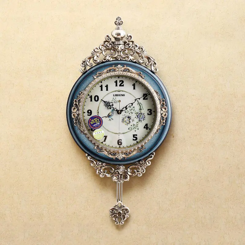 

Vintage Luxury Wall Clock Silent Digital Pendulum European Wall Clock Antique Retro Kitchen Living Room Klok Home Decor JJ60WC