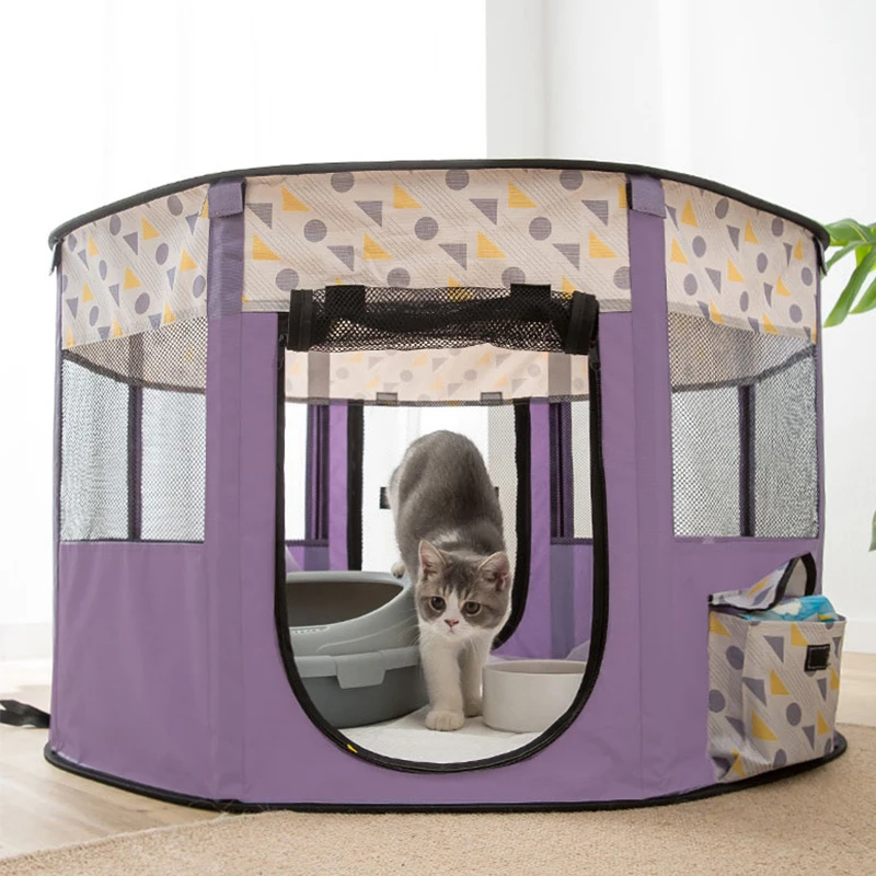 

Octagonal Portable Folding Pet Tent Dog House Cage For Cat Tent Playpen Puppy Kennel Easy Operation Fence Outdoor Big Cat Cage