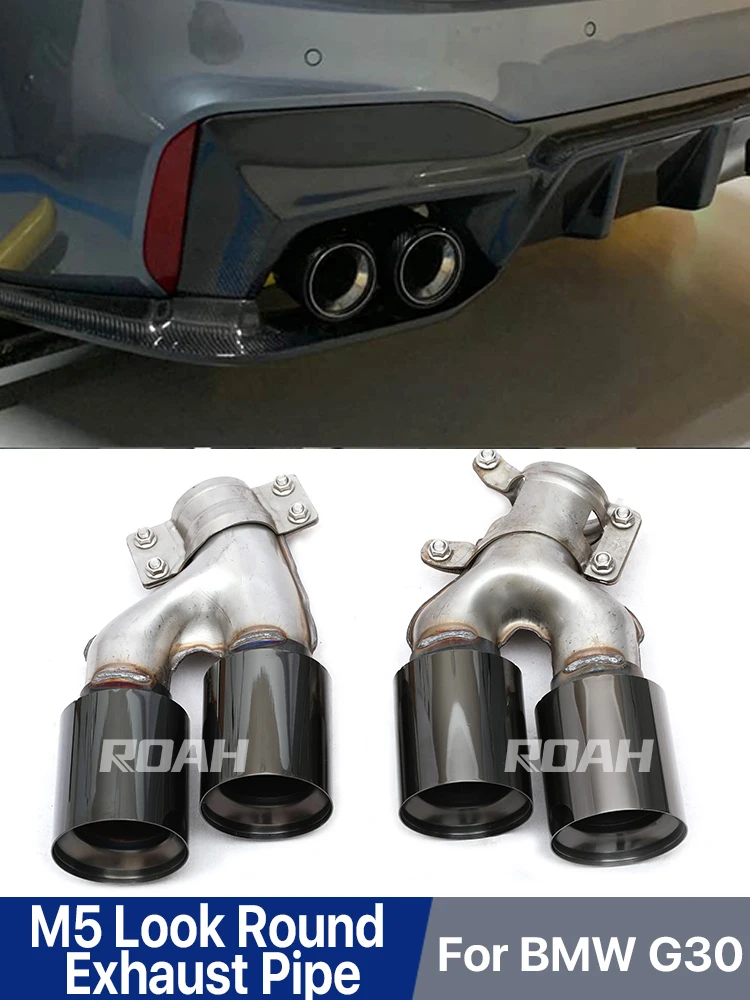 

M5 530 540 Black Silver Muffler Tail Exhaust Pipe Outlet Cover For BMW 5 Series G30 G38 2018 2019 2020 2021 Rear Bumper Diffuser