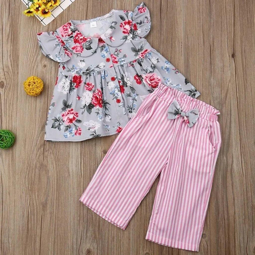 2019 новая одежда для детей и малышей платье с цветочным принтом девочек Топы +