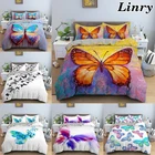 Домашний текстиль, наборы постельного белья с 3D рисунком бабочек, хлопковый комплект постельного белья, пододеяльник, наволочка (23 шт.), двуспальныйКоролевскийдвуспальный размер, постельное белье