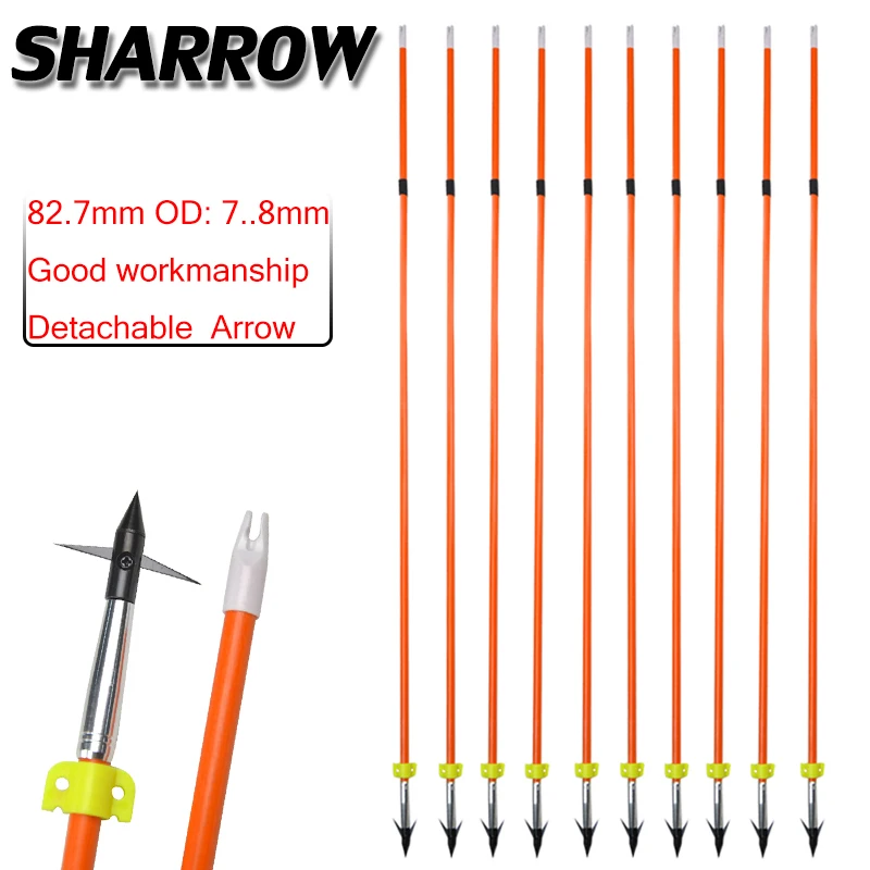

12pc Archery Fishing Arrow 7.8mm Detachable Arrow Professional Shooting Compound Bow And Arrow Fishing Slingshot Accessories