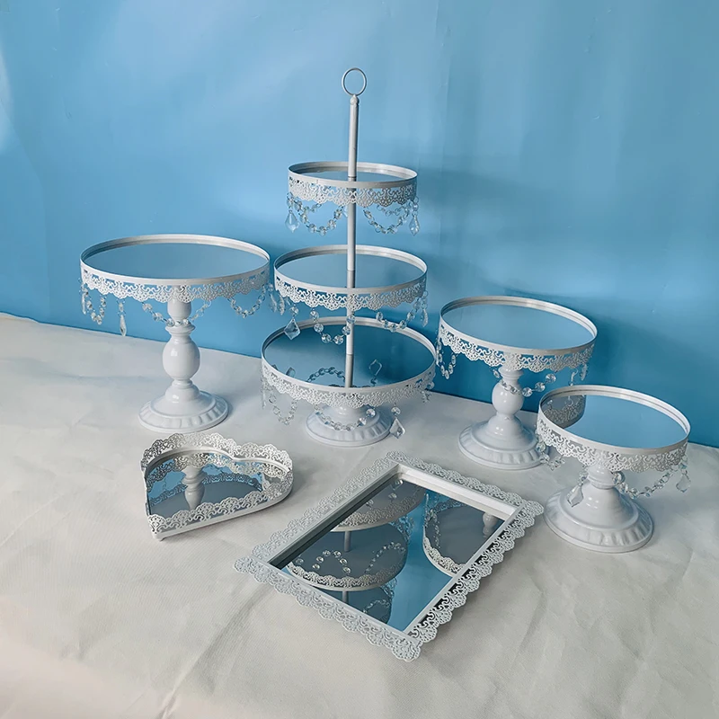 6pcs in set 1-18 шт Торт Стенд набор круглый металлический торт подставки ДЕСЕРТ ДИСПЛЕЙ кекс подставки, белый - Цвет: 6pcs in set