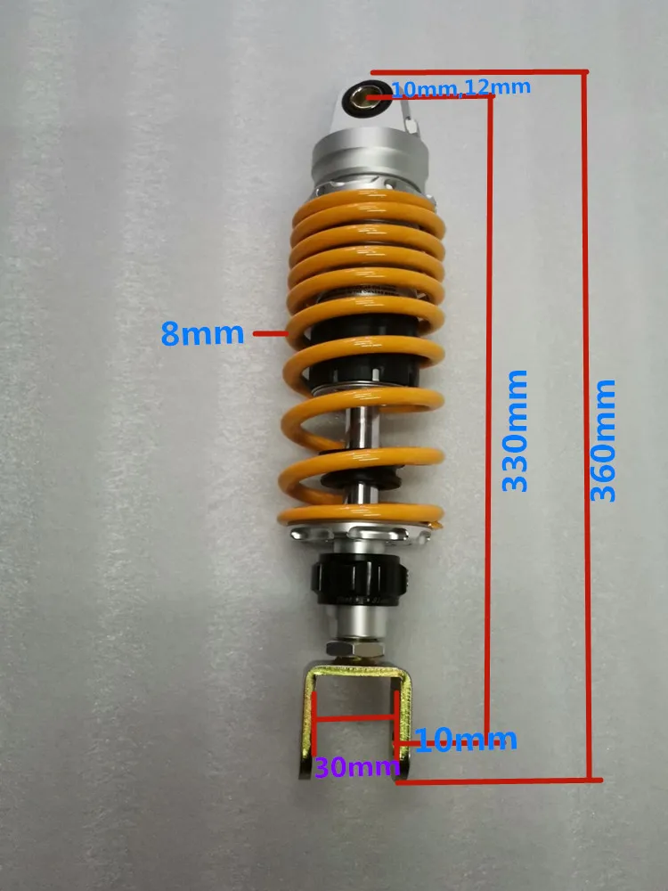 8mm 30A 330mm 305 мм 320 мм 330 мм 340 мм 350 мм 360 мм регулируемый азотный мотоциклетный амортизатор 8 мм пружина для honda YAMAHA SUSZKUI KAWASAKI - Цвет: 8mm 30A 330mm