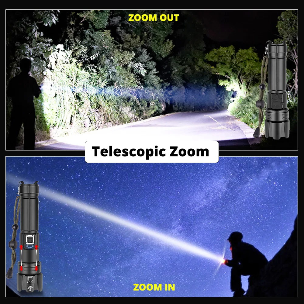 XHP90.2 Super High Power LED Flashlight USB Rechargeable Lanterna Tactical Light Camping Fishing by 26650 or 18650 Battery | Освещение