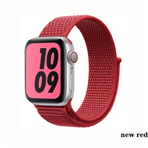 Нейлон pulseira для apple watch band 4 44 мм 40 мм(iwatch 5) apple watch 3 2 1 ремешок 42 мм 38 мм дышащий браслет ремень аксессуары - Цвет ремешка: new red