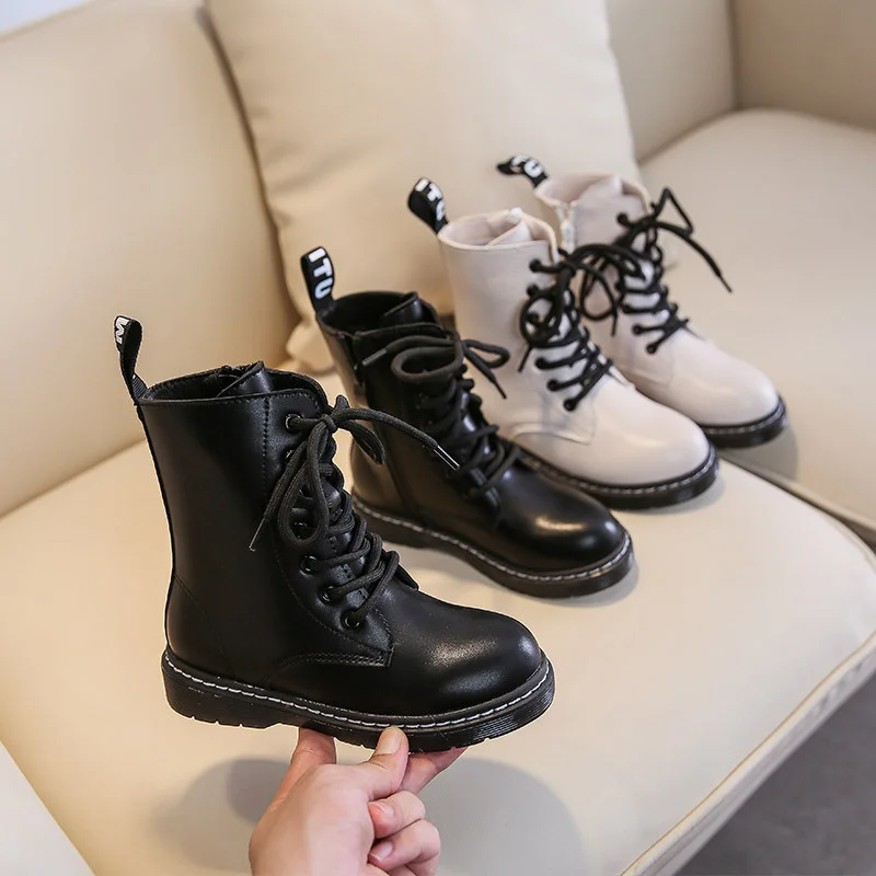 

Girls' Single Boots 2021 Autumn New Children's British Style Mid-top Boots Soft Bottom Non-slip Leather Boots