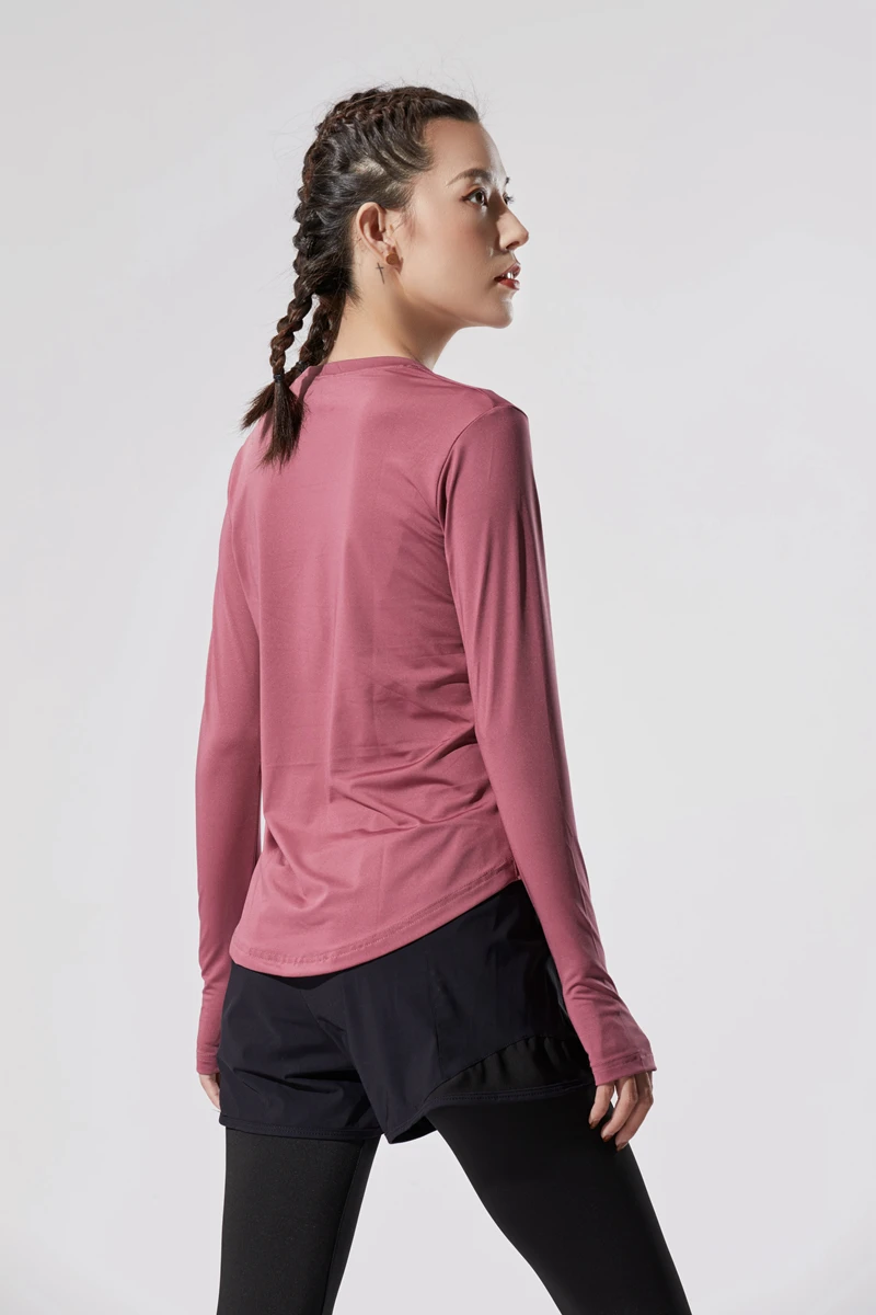 Осенне зимний спортивный костюм для йоги топ Женская Спортивная футболка