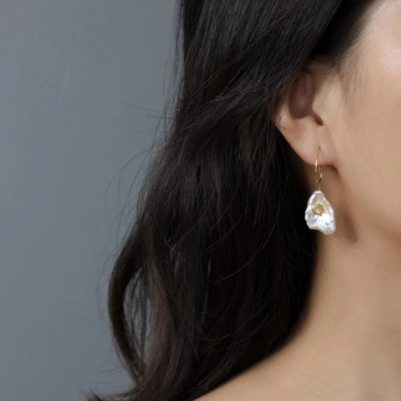 INATURE 925 пробы серебряные геометрические неровные жемчужные серьги в стиле