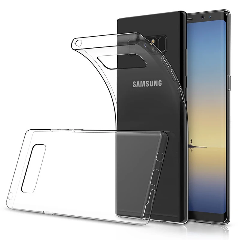 Прозрачный мобильный телефон TPU Чехлы для Samsung Galaxy Note 8 мягкий силиконовый 360