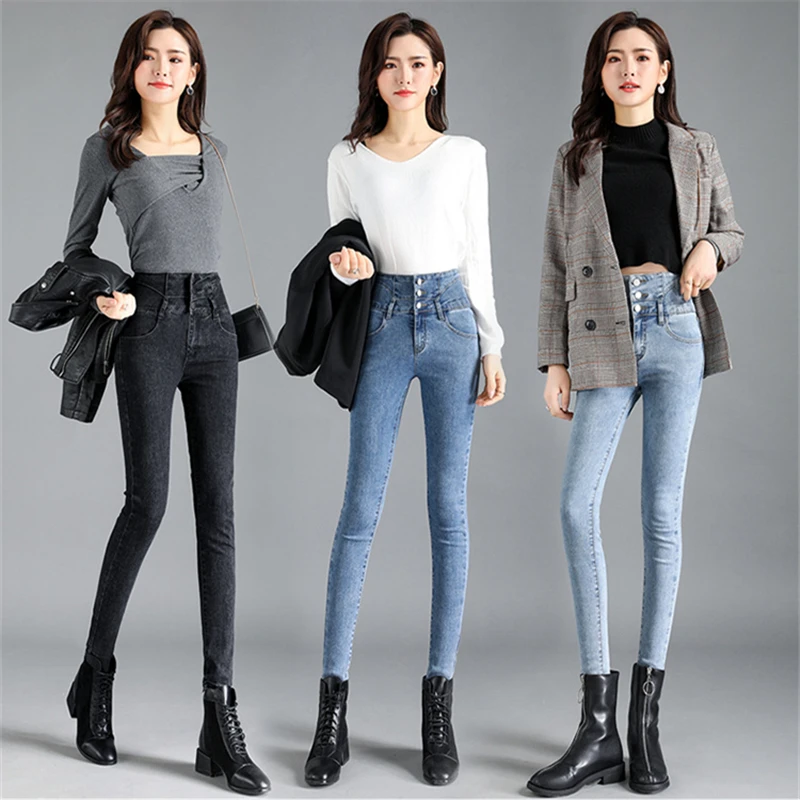

Plus Size High Waist Jeans Pants Women Vintage Streetwear Skinny Jeans Woman Casual Trousers Ladies Jeans Pencil Pants 3XL K628
