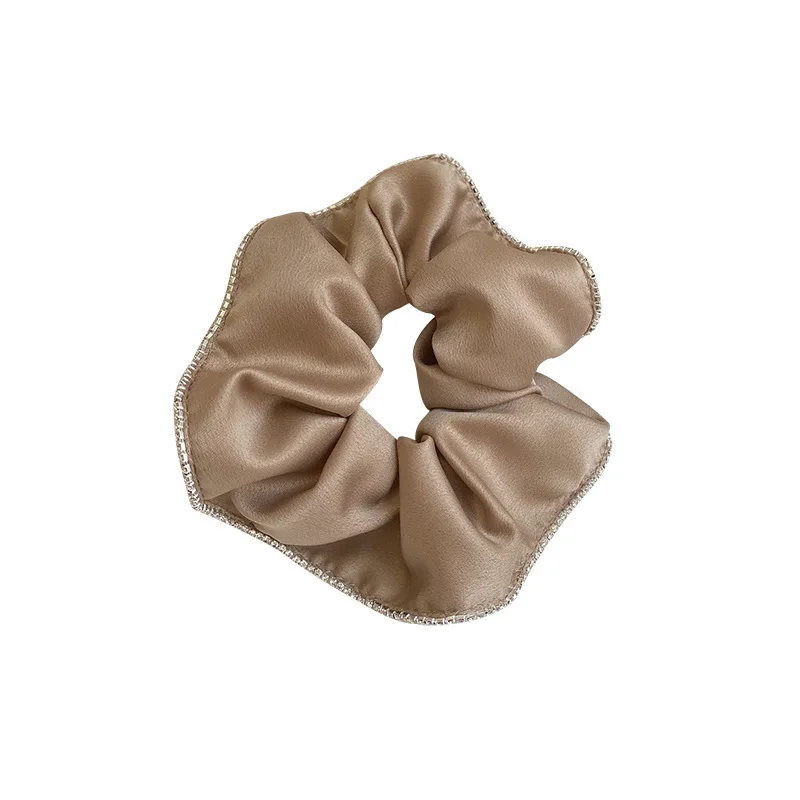 Retro French solid color bordered large intestine hair ring simple Korean net red ins headband tied rope female |
