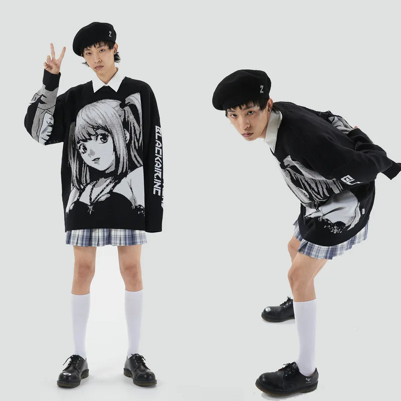 Костюм униформы из аниме тетрадь смерти сексуальный топ труба свитер свободный