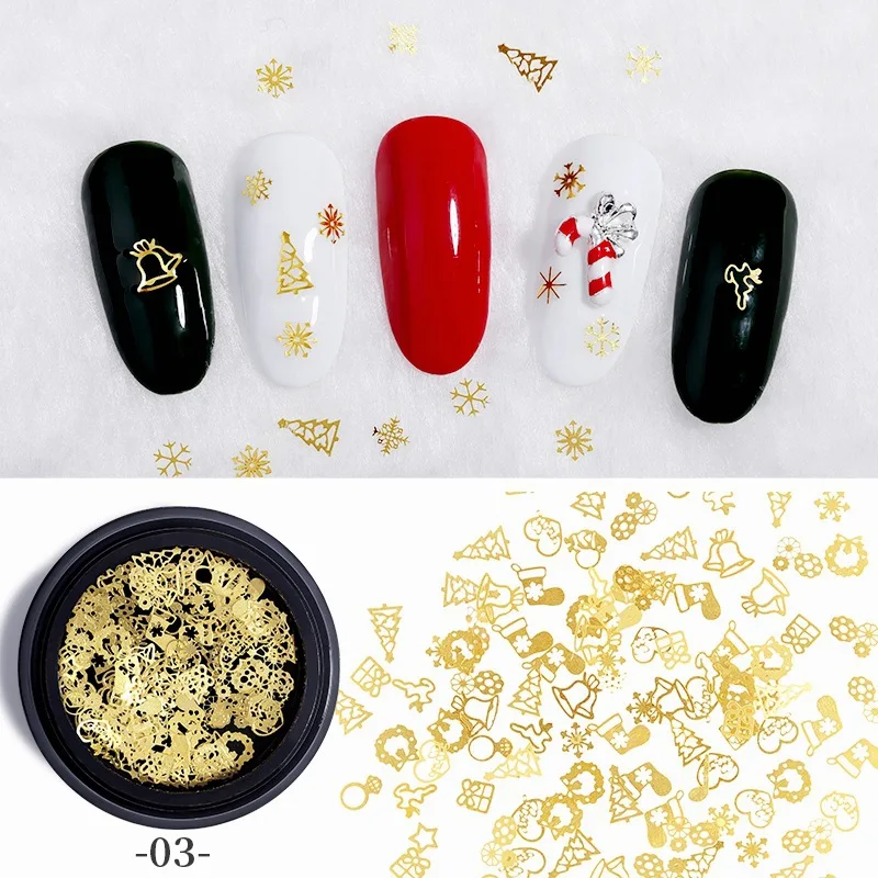 1 шт. в коробке открытые золотые блестки для ногтей снежные хлопья смешанные
