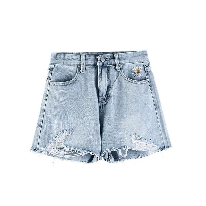 

High Waist Jeans Shorts Women Small Daisy Denim Shorts Feminino Korean Style Summer 2020 Loose Hole Short Jeans