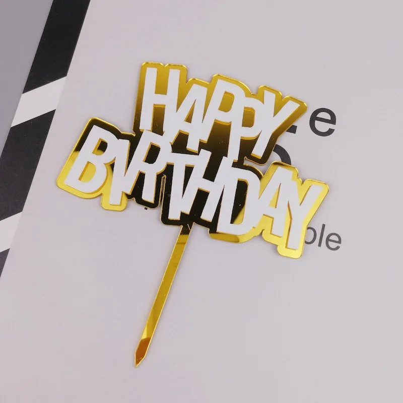 

Золотой с днем рождения акриловый торт Топпер черный двойной буквенный кекс Топпер Для детей день рождения торт украшения детский душ