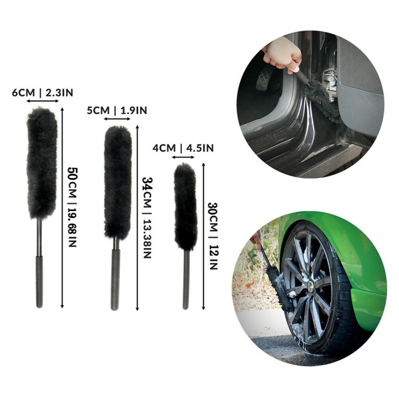

3pcs Auto Rim Scrubber Wheel Brush Cleaner Dust Remover Plastic Handle Motorcycle Truck Washing Vehicle Wash Tire Cleaning Tools