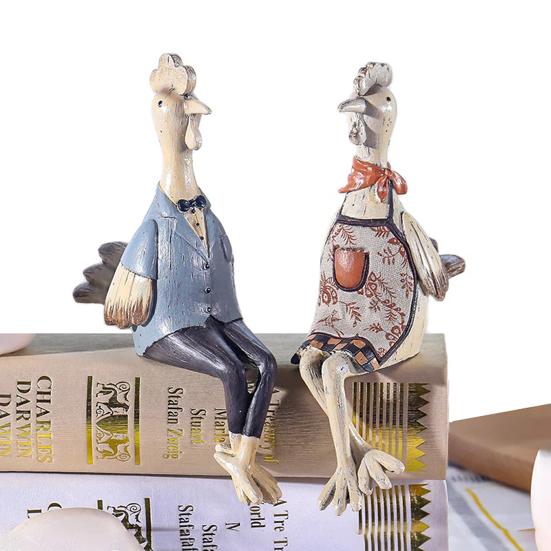 

Креативная Миниатюрная модель в стиле ретро простота шеф-повар курица имитация дерева полимерные изделия украшения для столовой демонстра...