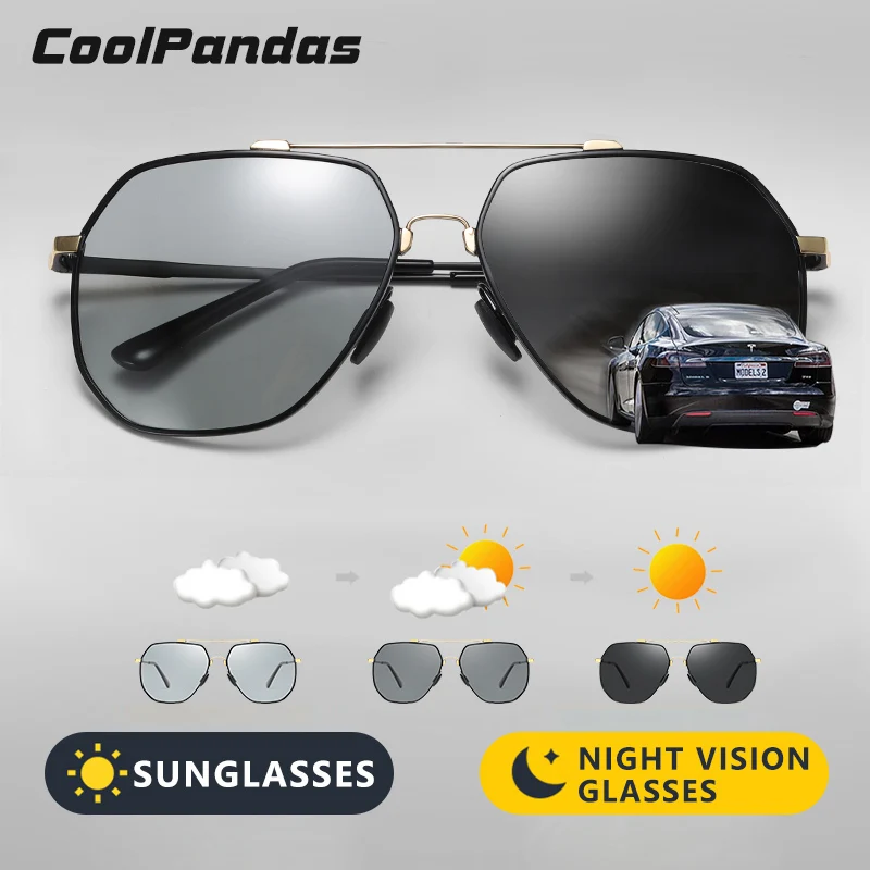 Солнцезащитные очки CoolPandas поляризационные мужские фотохромные металлические
