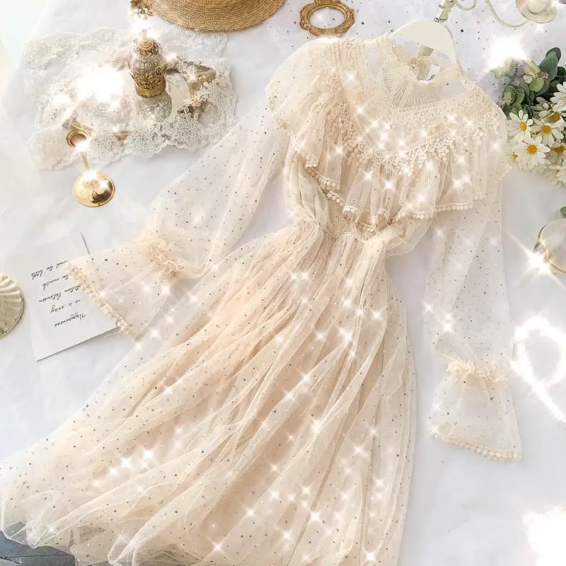 2019 Новое модное женское платье с рюшами украшенный блестками и бисером | Женская