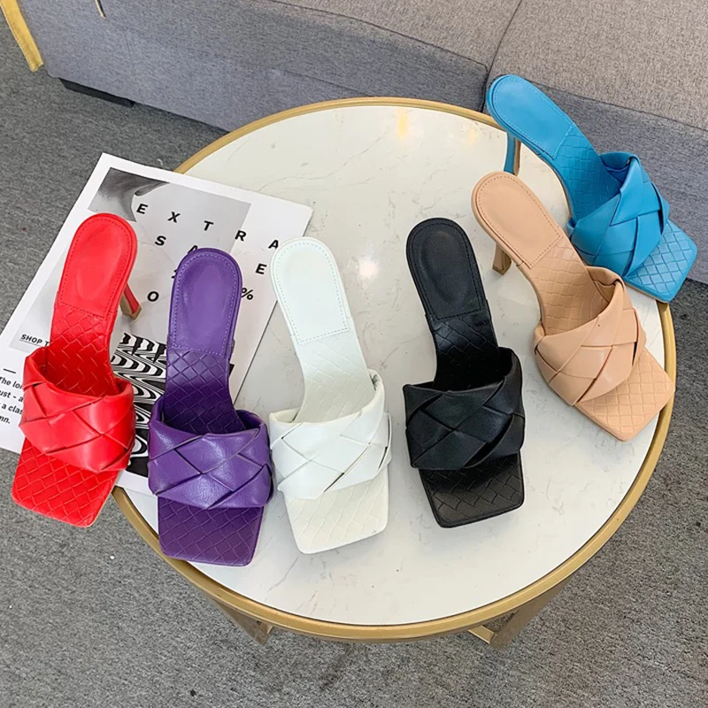 Мюли женские на высоком каблуке 9 см Роскошные туфли без задника Модные