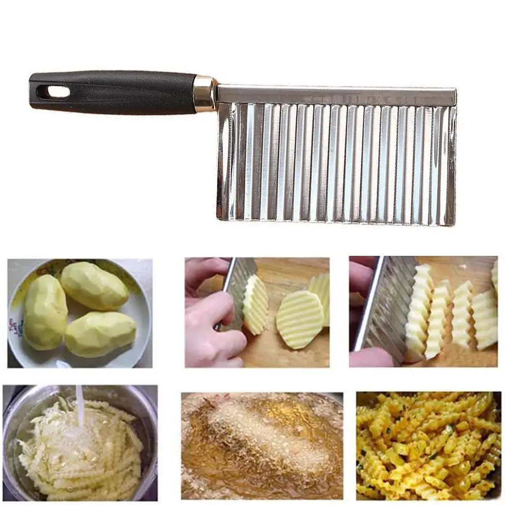 1Pc Multifunctional Wavy Edged Steel Potato Cutter Tool Knife Cooking Tools Kitchen Gadget Y1T4