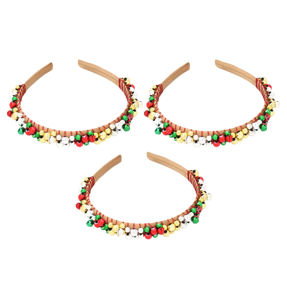 

3Pcs Kids Adults Hair Wear Durable Bell Decor Hair Hoops Party Xmas Headdress