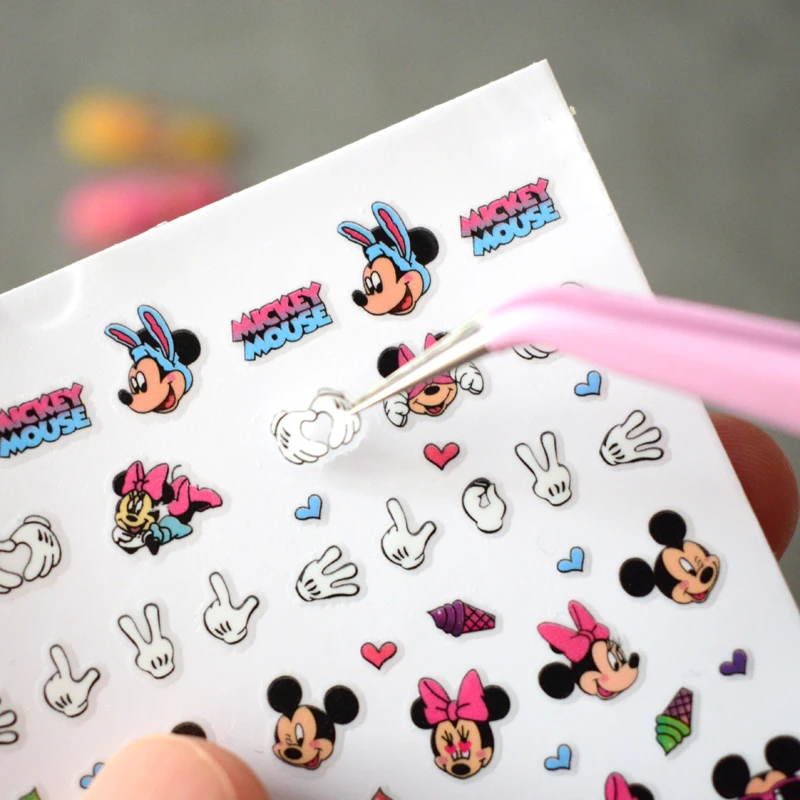 

1PCS Cartoon Minnie Disney Snow White Nail Sticker Donald Duck Mickey Nail Art Decoration Applique Long Hair Girl Nail Slider