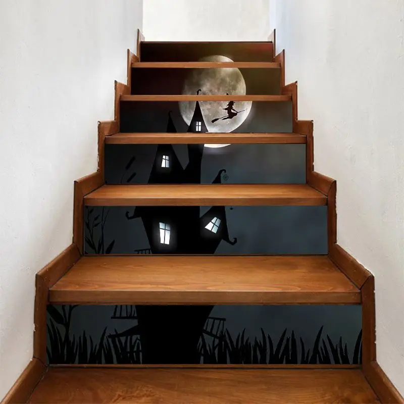 

Halloween Stair Sticker The witch House Removable Waterproof Self Adhesive Halloween Decoration Staircase Sticker