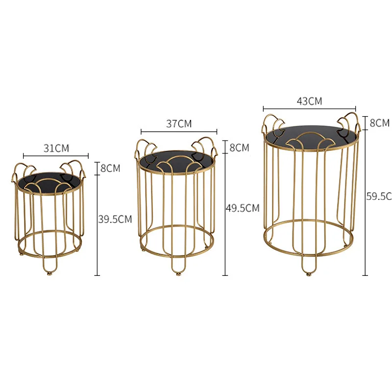 

Geometric design modern simple light luxury iron glass small tea table hand welded living room bedroom sofa side small round tab
