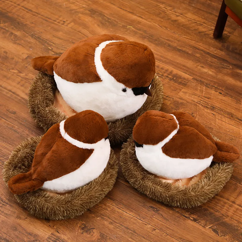 Sparrows семейная Плюшевая Игрушка Летающая коричневая птица реалистичное дерево