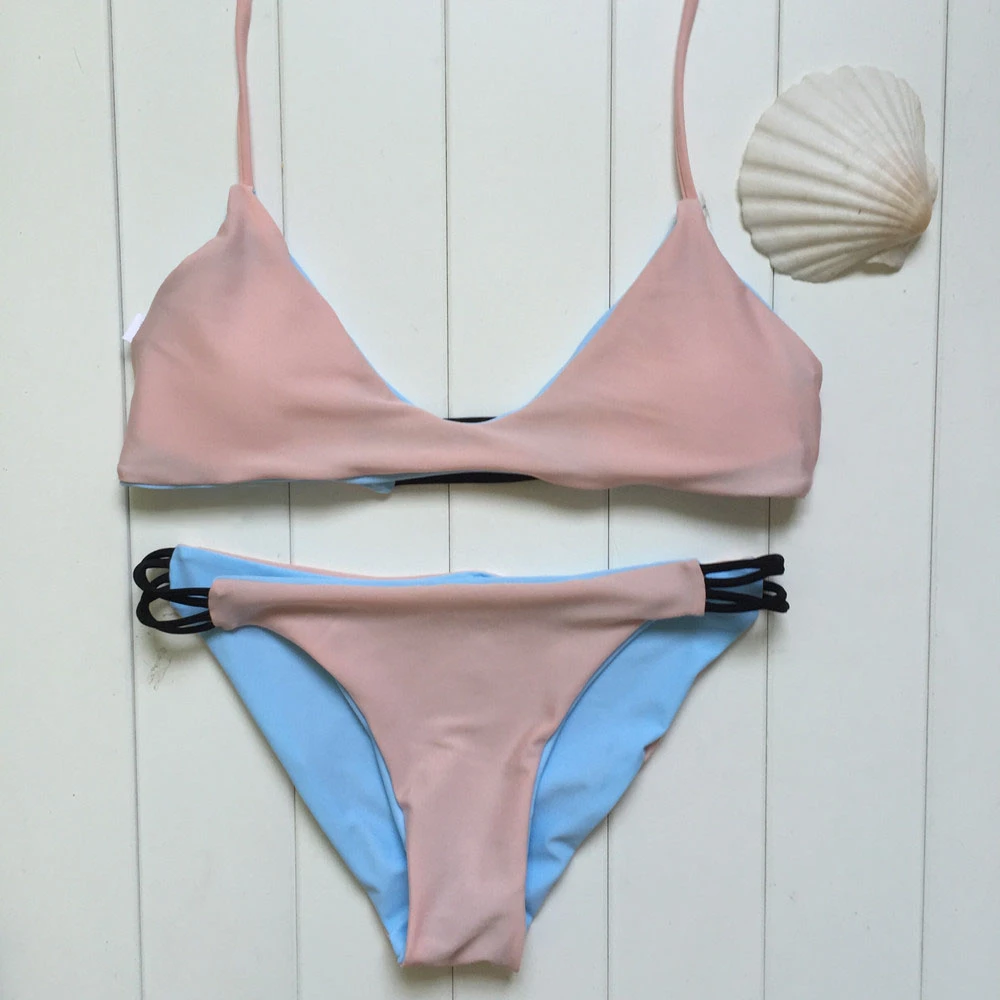 Бикини 2019 Женский комплект бикини купальный костюм пуш ап двухсторонний