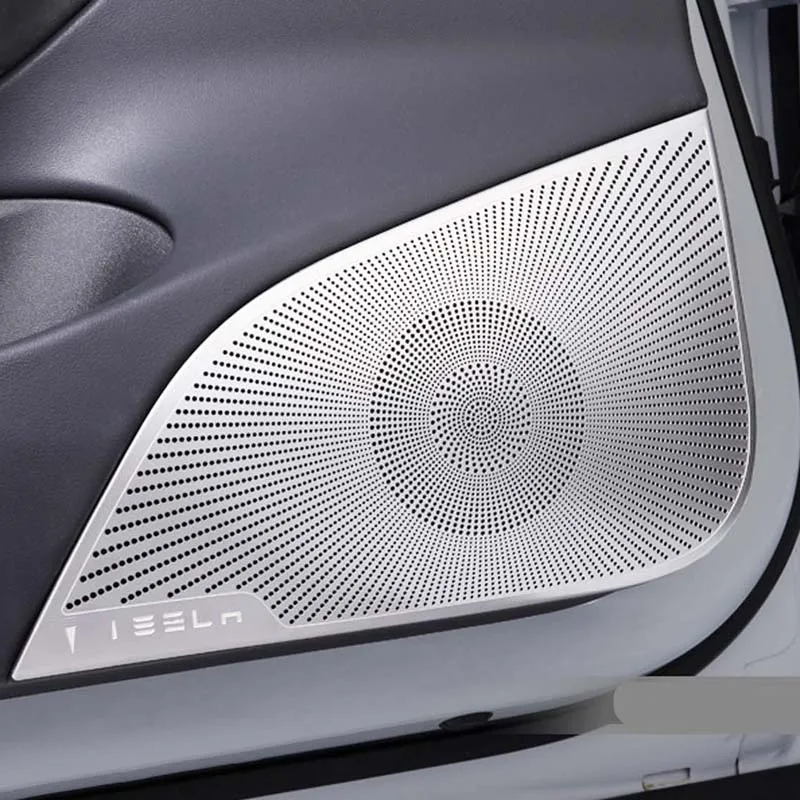 Внутренние аксессуары для Tesla модель 3 Модель 3 дверная акустическая крышка столб отделка динамиков декоративная наклейка на рамку