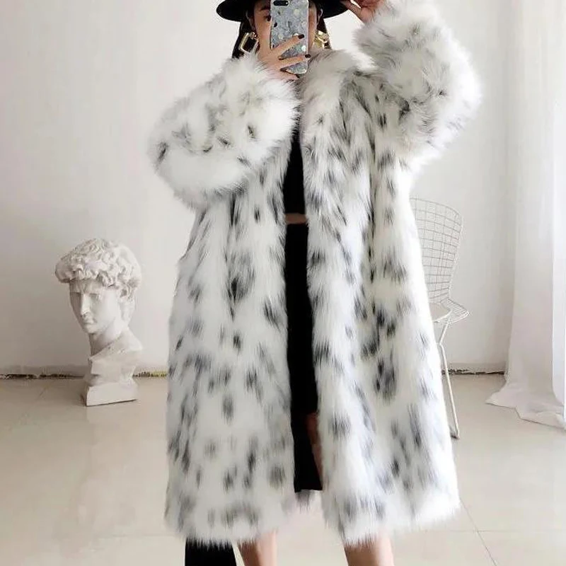 2021 Women's  Winter Thick Long Fur Overcoat  New Plush Coat Female Loose Faux Fox Fur High Quality Warmer Plush Jacket Coat