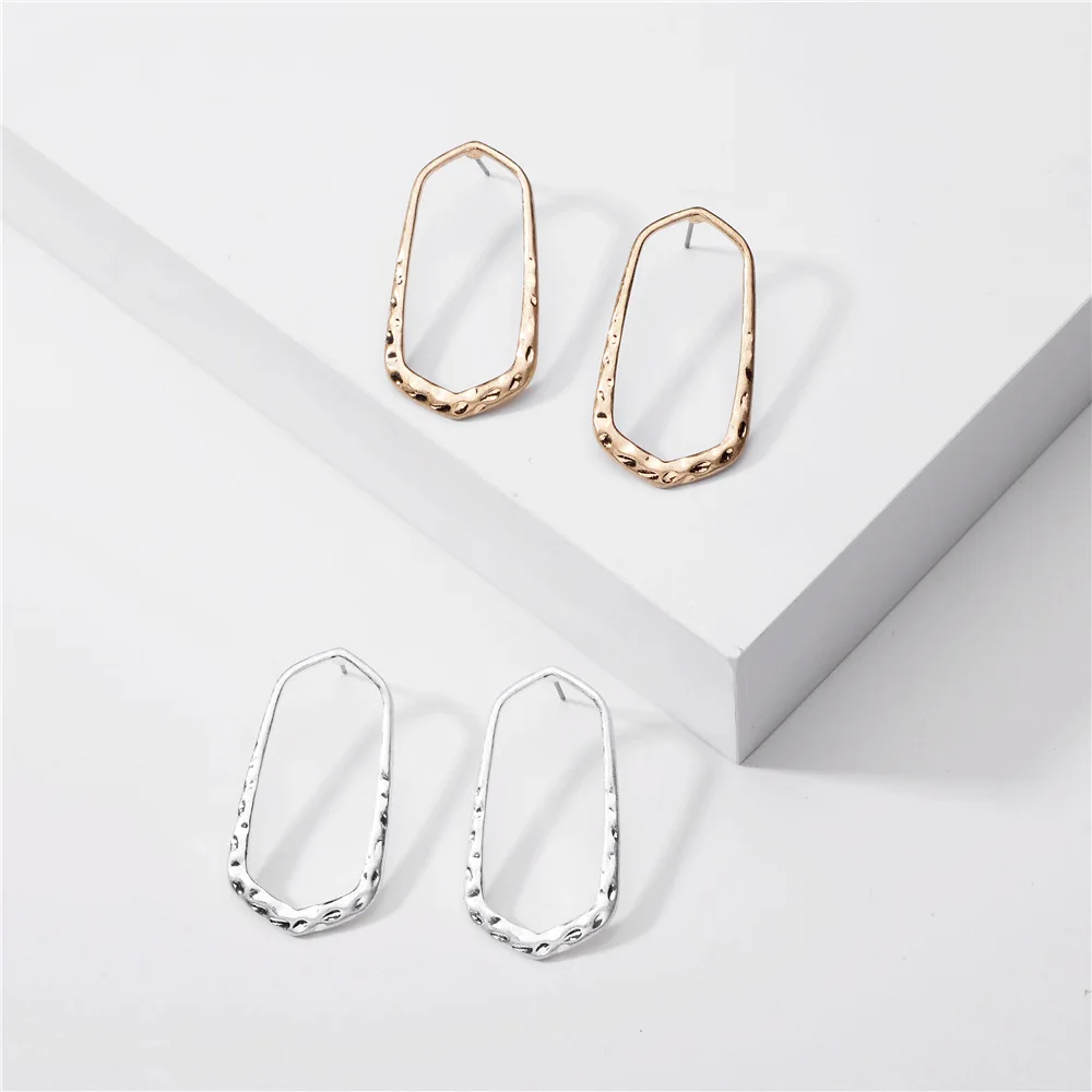 Дизайнерские серьги с шестигранной полой золотой оправой женские модные