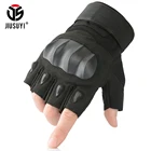 Черный тактический военный пальцев перчатки для страйкбола съемки армейские сапоги для женщин; SWAT жесткая защита пальцев вождения перчатки без пальцев Нескользящие тактические
