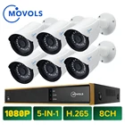 MOVOLS CCTV 1080P 6 шт. Система видеонаблюдения камера 8CH 2000TVL наружная домашняя камера видеонаблюдения 8CH H.264 1080N DVR Kit