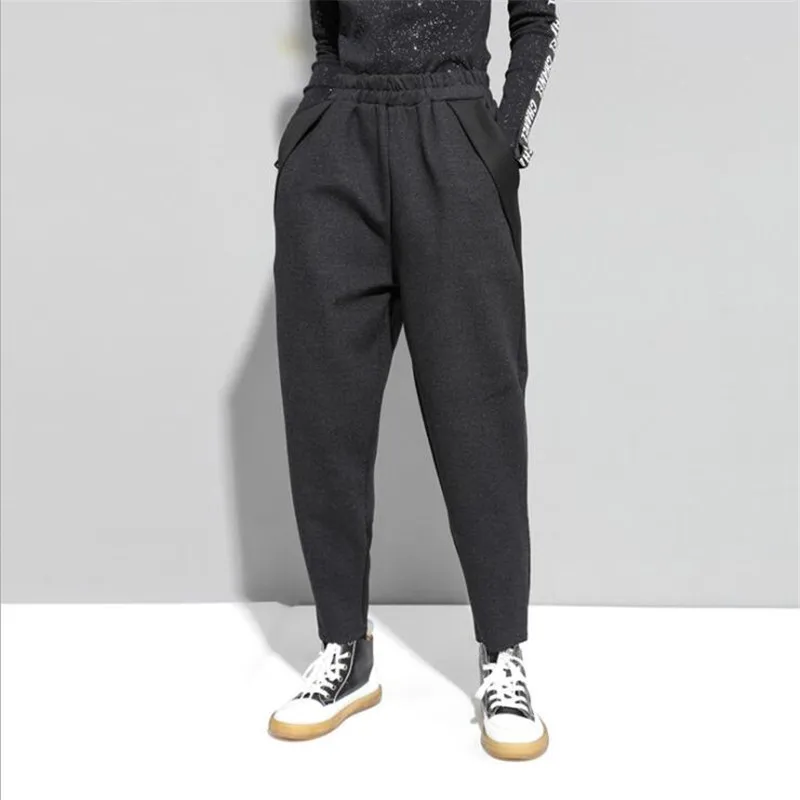 Осенне-зимние теплые хлопковые модные женские брюки растягивающиеся с